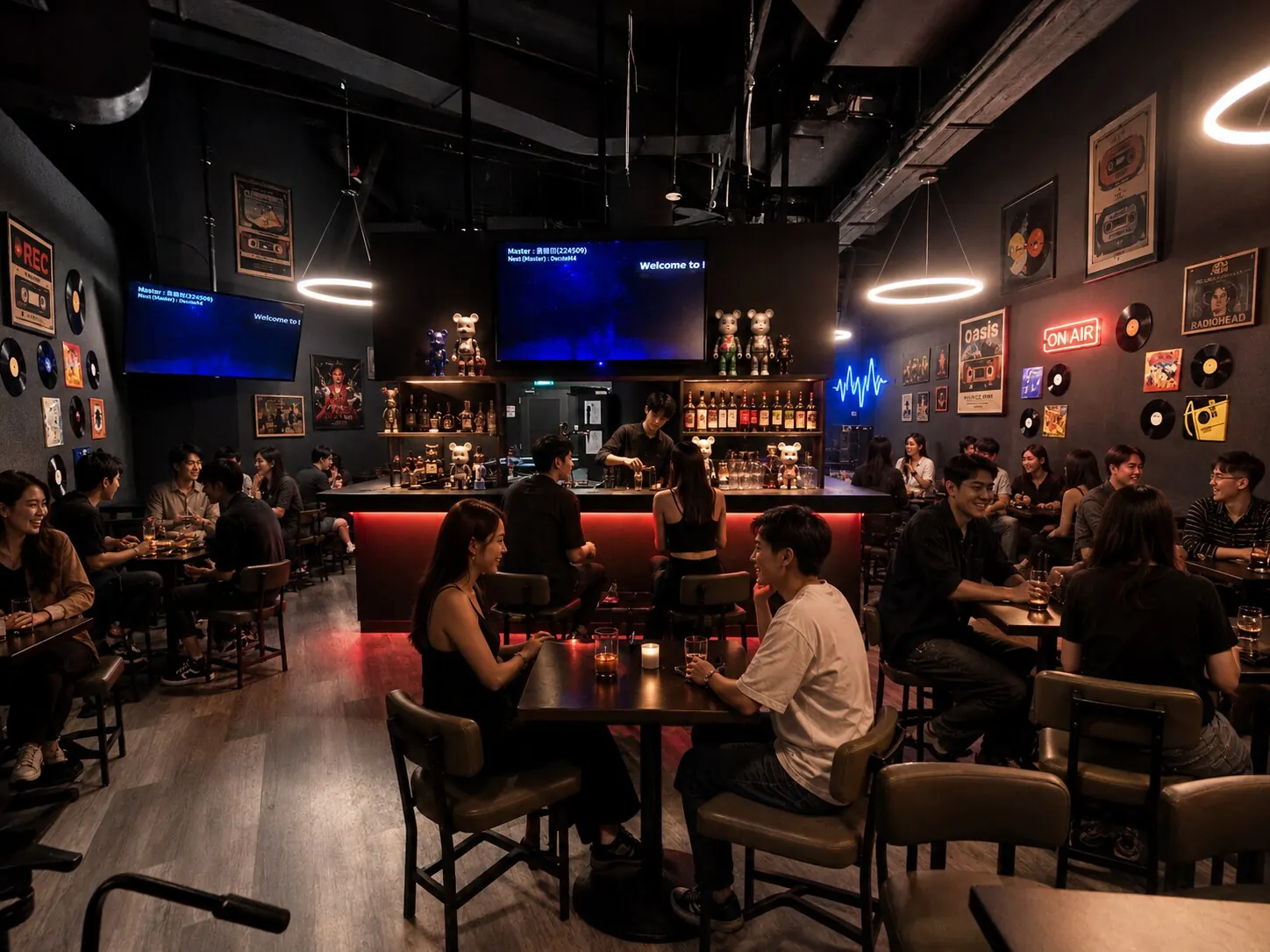 Bar counter with studio equipment