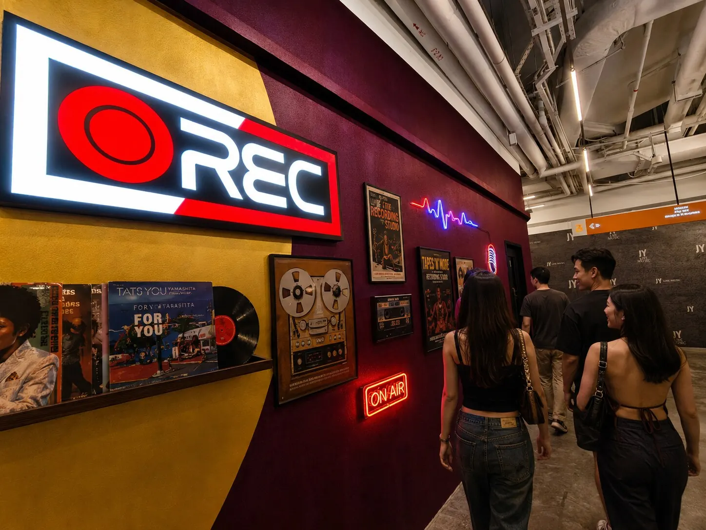 Guests arriving at the REC. entrance lightbox